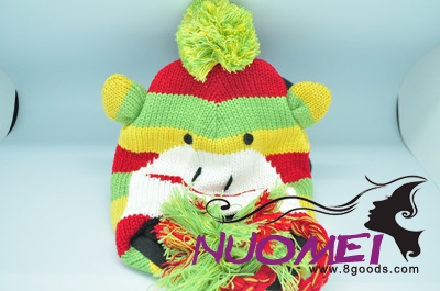 SK7704colorful monkey face hats for kids, warm and soft.