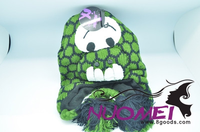 SK7705lovely green frog hat for kids, warm and soft in winter