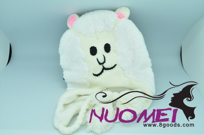 SK7696 lovely white sheep hat for kids, warm and soft in spring