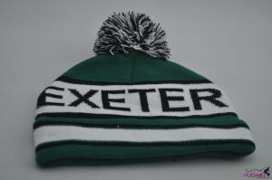 SK7623 Fashion green hat with white stripe and pom-pom on