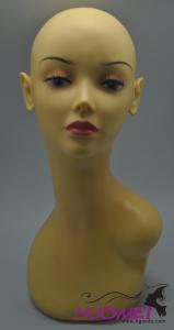MH0012Good quality woman mannequin head with ears for wigs, necklace