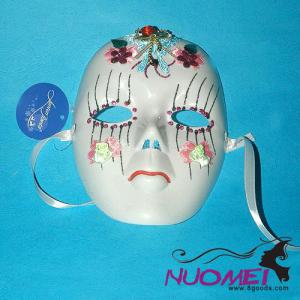 CM0023carnival white mask with delicate embroiders