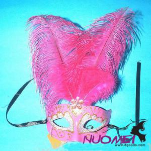 CM0033carnival gorgeous pink mask with pink feather