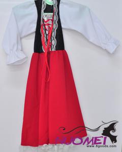 C0012Europen dress, long red dress for girls， long sleeve