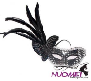 CM0048carnival black elegant butterfly mask with feather