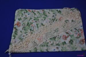 FS0061Fashion floral green scarf with delicate tassels