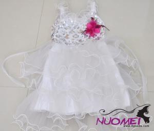 C0018white long dress with red Corsage, cute princess