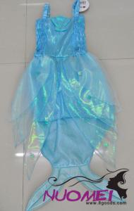 C0019Fluorescent blue long mermaid dress, girls favourite