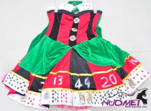 C0021colorful funny long clown dress with pokers