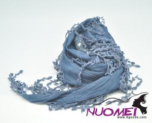 FS0078Fashion grey scarf with tassels
