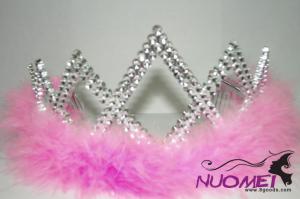 HT0015Crown with pink fluff for children and birthday