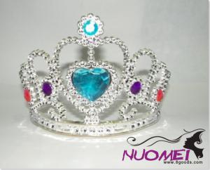 HT0030Crown with big blue heart shape decoration for birthday party
