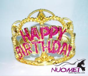 HT0067Golden Crown with pink rose decoration for birthday