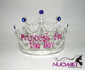 HT0070Crown with dark blue decoration and princess for girl and birthday party