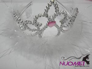 HT0071White crown with pink decoration for girl and birthday party