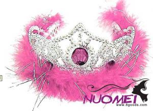 HT0073Crown with pink fluff for girls and party