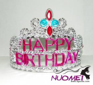 HT0079Crown with rose pink decoration for birthday and celebration