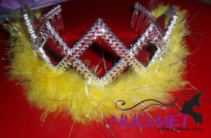 HT0081Crown with yellow fluff decoration for children and party