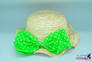 SK7612Fashion hat with green bow for girls beach travel