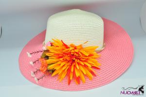 SK7616Fashion hat with pink brim and orange flower
