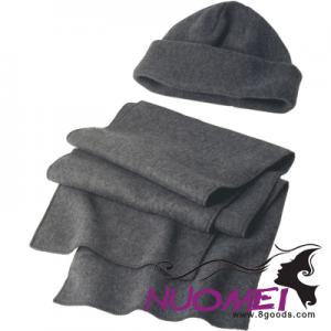 F0096 FLEECE CAP AND SCARF in Grey
