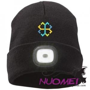 F0100 MIGHTY LED KNIT BEANIE, BLACK in Black Solid