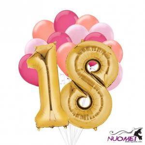 D1011 Premium Pink & Gold Blush 18 Balloon Bouquet, 14pc