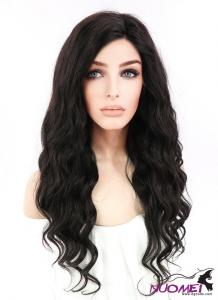 F1058 20" Long Curly Off Black Lace Front Remy Natural Hair Wig