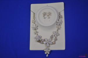 FJ0009flower type jewelry set white bling-bling necklace earrings