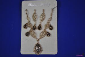 FJ0014fashion golden shining  jewelry necklace earring