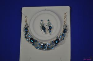 FJ0020peacock blue bling-bling jewelry necklace earrings
