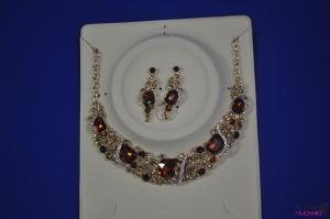 FJ0021fashion reddish-brown jewelry necklace and earrings