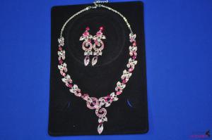 FJ0026rose pink jewelry necklace earrings
