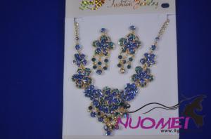 FJ0037royal blue with flower shape and golden chain jewelry