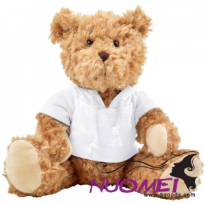 B0001 PLUSH TEDDY BEAR with Hooded Hoody in White