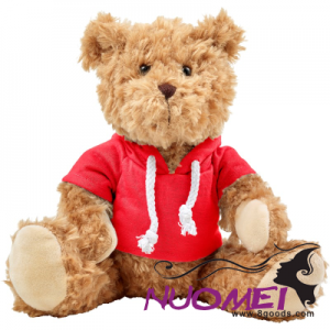 B0038 PLUSH TEDDY BEAR with Hooded Hoody in Red