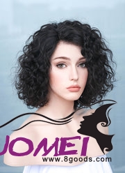 F1026  10" Short Curly Black Bob Lace Front