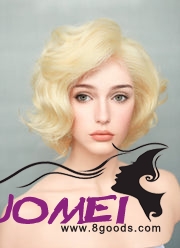 F1041 8" Short Curly Blonde Bob Lace Front