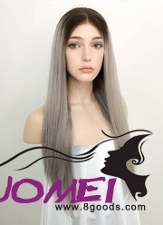 F1044 18" Long Straight Grey With Brown