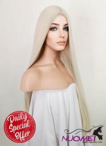 D0981 Platinum Blonde Straight Synthetic Wig