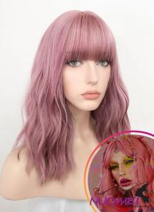 D0996 Pink Wavy Synthetic Wig
