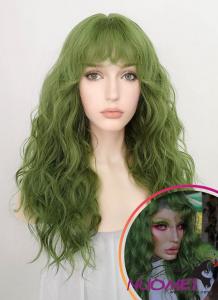 D0999 Green Wavy Synthetic Wig